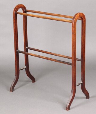 An Edwardian beech towel rail 89cm h x 78cm w x 37cm d 