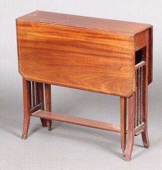 An Edwardian inlaid mahogany Sutherland table with undertier 64cm h x 67cm w x 19cm d 
