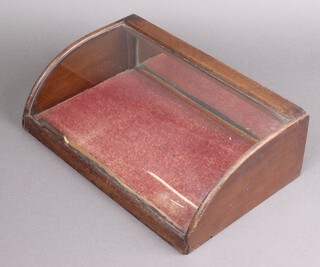 A Victorian mahogany and glass D shaped table top display cabinet 11cm h x 39cm w x 25cm 