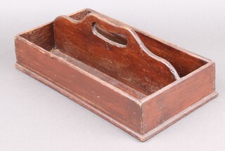A 19th Century rectangular oak and pine twin section cutlery tray 13cm h x 39cm w x 22cm d 