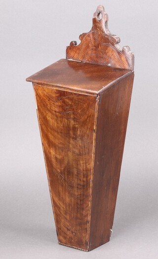 A Georgian inlaid mahogany candle box with hinged lid 48cm h x 16cm w x 12cm d 