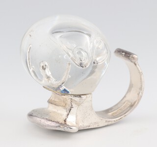 Bjorn Weckstrom for Lapponia of Finland - The Man in The Cosmos ring, silver and acrylic, circa 1970's, ring size approximately N