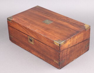 A Victorian mahogany and brass banded writing slope with hinged lid 14cm h x 40cm w x 23cm d 