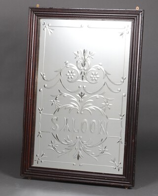A Victorian cut glass pub mirror marked Saloon, framed 113cm x 76cm 