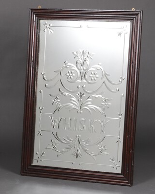 A Victorian glass put mirror marked Whisky, framed 113cm x 76cm 