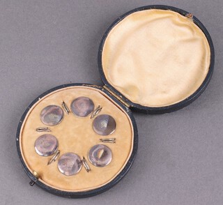 Six Sterling silver dress studs, 7.6g, cased 