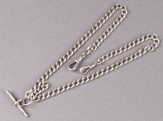 A silver Albert curb link double watch chain 52cm, 41g