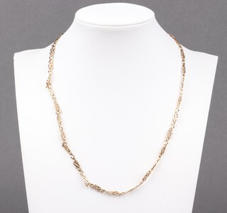 A gold marked 375 chain, 46cm, 8.4g, together with a 3.5cm section of gold link chain testing as 9ct, 0.4g