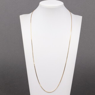 A gold marked 750 flat link necklace, 59cm l, 6g