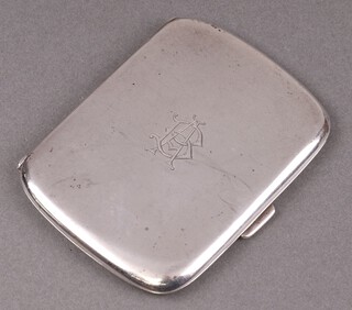 A silver cigarette case Birmingham 1919, monogrammed, 85g 
