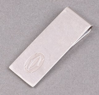 A Cartier 925 silver money clip, monogrammed with Cartier cypher, 16g 