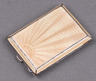 An Art Deco silver and cream guilloche enamelled match slip, Birmingham 1935 with Jubilee hallmark, by Turner and Simpson, 50g gross 