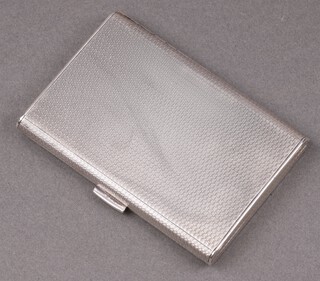 A lady's silver cigarette case with engine turned decoration Birmingham 1921, 78g 