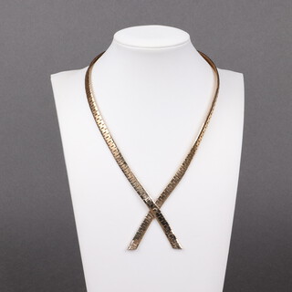 A 9ct gold flat link choker necklace, 46g, with original presentation box 