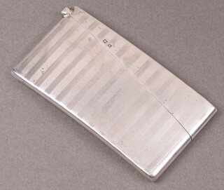 A silver card case with engine turned decoration Birmingham 1909, 46g