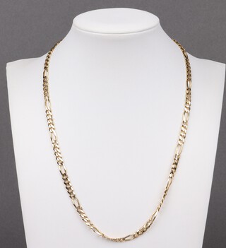 A gold marked 14k multi flat link necklace, 45cm 17.1 g