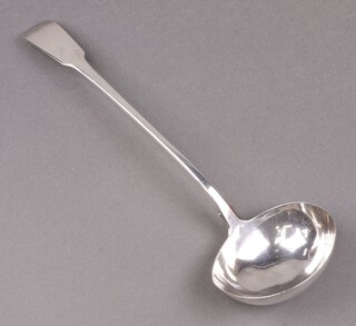 A Georgian silver Old English pattern soup ladle, London 1737 by William Eley and William Fearn, 218g