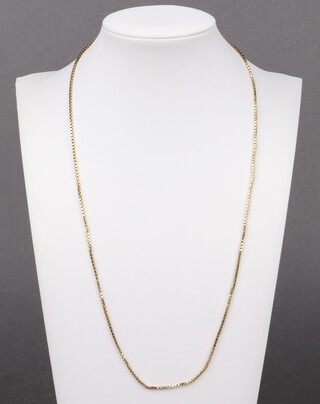 A 9ct gold box link chain, 52cm, 6.6g 