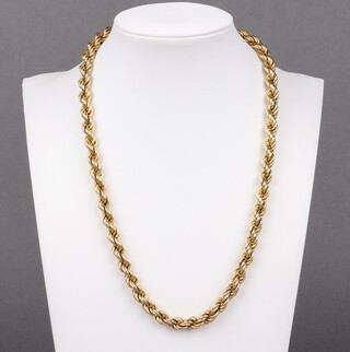 A gold marked 585 rope twist chain, 45cm, 20.5g