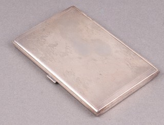 A silver cigarette case with engined turned decoration Birmingham 1953, 191g 