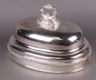 A 19th Century oval silver plated meat cover 34cm 