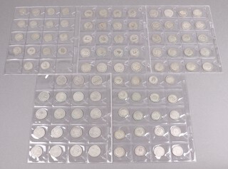 Fifty nine pre-1947 half crowns and 38 pre-1947 florins, total weight approx 1220g