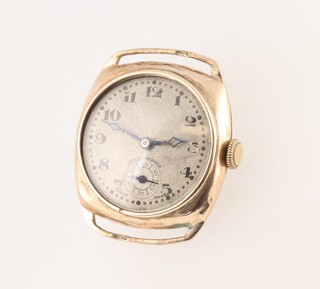 A gentleman's wristwatch with white dial, Arabic numerals and subsidiary second hand, contained in a 9ct gold case, the case no.3740296, 19g gross 
