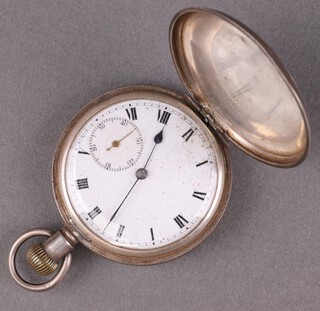 British Watch Company, a full hunter pocket watch with enamelled dial, Roman numerals and subsidiary second hand, the movement marked British Watch Co London 620768, contained in a silver case Birmingham 1917 