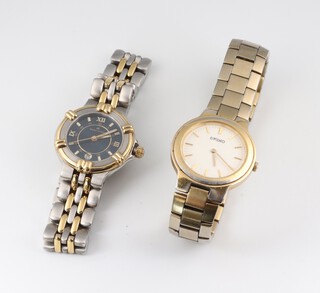 A lady's Seiko quartz wristwatch in a gilt metal case with integral bracelet together with a Maurice Lacroix wristwatch with gilt dial 