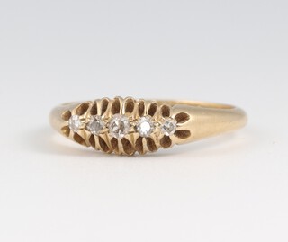 An 18ct gold 5 stone diamond set ring, size M, 3g