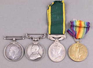 A family group of medals, father and son, comprising George IV Issue Distinguished Conduct medal, British War Medal and Victory medal to 203773 Private H Beetham 2nd/5th West York Regiment, the DCM Gazetted 30 October 1918, "For conspicuous gallantry and devotion to duty. As company runner he constantly crossed ground that was heavily swept by machine-gun and artillery fire; many other runners were killed or wounded, but he never faltered in his devotion to duty. He volunteered to help bring in the wounded, working for several hours under heavy fire. He set a splendid example of ,courage and unwavering determination" together with a George V Issue Territorial Efficiency medal to 2734334 Staff Sergeant H Beetham Royal Army Medical Corps 