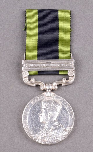 A George V Issue India General Service medal 1909, Calcutta issue, 1 bar Mahsud 1919-1920 to 5 Hav-Major Goere Kenneth Iyre 3/6 Gurkha Rifles  