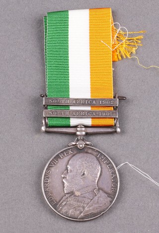 A Kings South Africa medal 1902 with 2 bars South Africa 1901 and South Africa 1902 to 4152 Pte. A Carnwell Grenadier Guards 