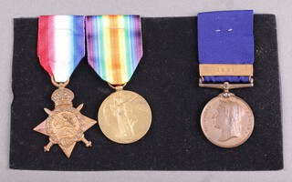 An Army/Police group of 3 medals comprising 1914-15 Star, Victory medal, 1897 Metropolitan Police issue Jubilee medal with bar named P C A Batt S Division, to 14160 Pte. A R Batt 2nd Grenadier Guards 