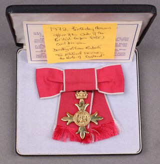 An Officer of The Most Excellent Order of The British Empire Civil Division Ladies breast badge attributable to Dorothy Lilian Roberts for Political Services 1972 