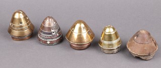 Five First World War brass nose cones