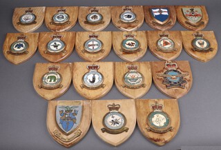 Nineteen various Royal Air Force painted wooden squadron plaques 