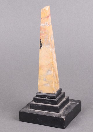 A 19th Century 2 colour marble obelisk raised on a stepped base 17cm 
