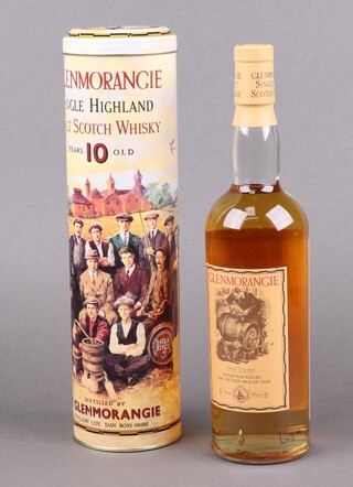 A 70cl bottle of Glenmorangie 10 year old single Highland malt whisky, in a metal presentation tin 