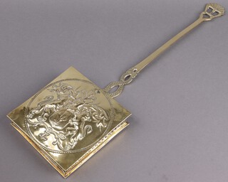 A 19th Century square and embossed brass chestnut roaster 