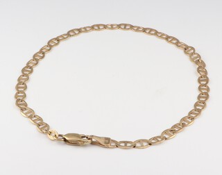 A gold marked 375 bracelet 22cm, 3.2g