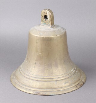 An unmarked cast brass ships bell 28cm h x 30m w (no clapper) 