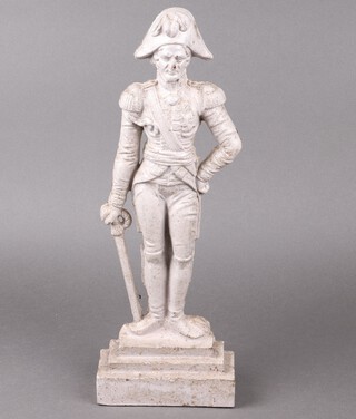 A Victorian white painted cast iron door stop in the form of a standing Lord Nelson 41cm h 
