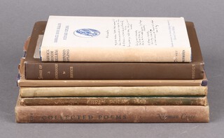 A collection of early 20th Century poetry volumes to include "Backroom Ballards" Rudyard Kipling Methuen and Co. 1943, "Songs of a Sourdough"  Robert W. Service Briggs 1911, "Collected Poems" Norman Cross Fivel 1938, "Early Poems" Anthony Crossley Eaton 1918 dedication from the author to title page and "Early Poems" Anthony Crossley dedication to free end paper "To darling little Pan from Anthony June 1920" 