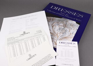 Diana The Princess of Wales, a volume detailing the charity auction conducted by Christies in 1997 of the dresses of The Late Diana Princess of Wales, folio complete with dust cover and original packaging 