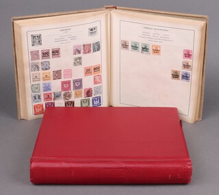 A red album of world stamps including GB Victoria to George VI, Austria, Jamaica, Hong Kong, Canada, and 1 other album of mint and used world stamps - Germany, France and Belgium 