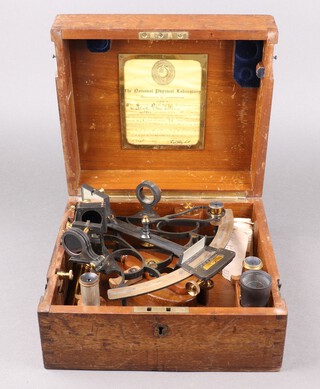 A Bell patent Mk3 sextant, marked L D R Davies, with certificate dated 8th September 1917 