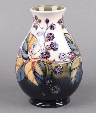 Sally Tuffin for Moorcroft, a Bramble pattern vase, the base impressed Moorcroft 18cm 