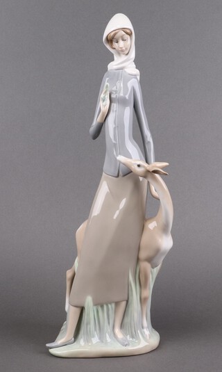 A Lladro porcelain figure group, Diana and Fawn 4514, 46cm 