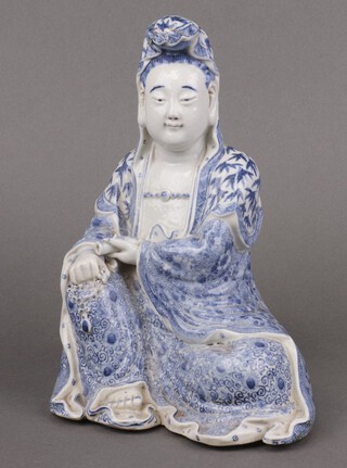 A Chinese blue and white figure of Guanyin 22cm 